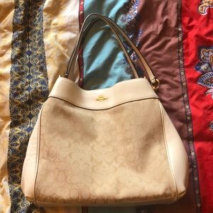 COPY - Authentic Coach cream/tan/white medium leather bag